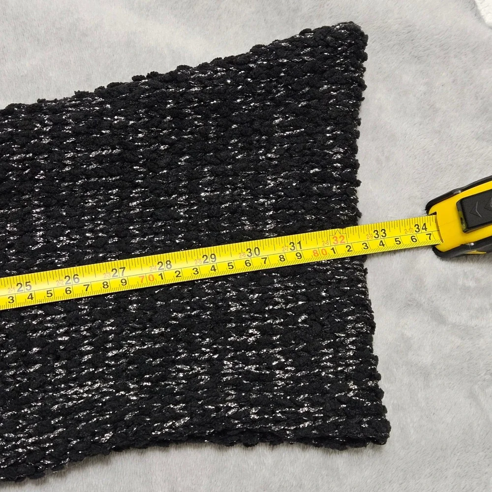 Calvin Klein Black Metallic Sparkle Chunky Knit‎ Infinity Loop Scarf